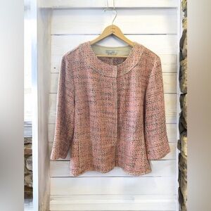 JJill Pink Tweed Princess Cut Button Jacket